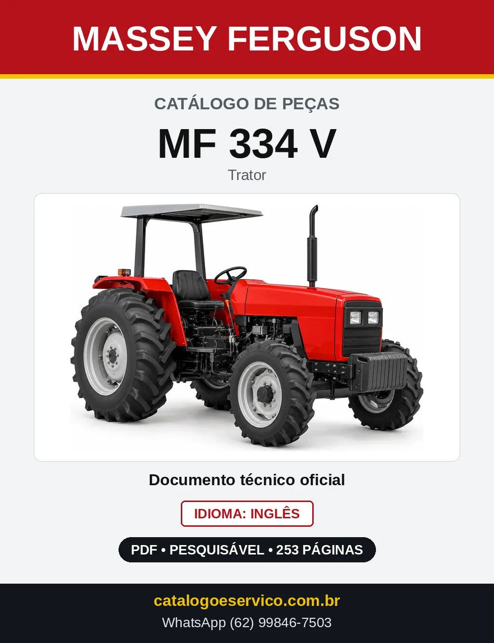 Capa do Catálogo de Peças Massey Ferguson MF 334 V — Trator