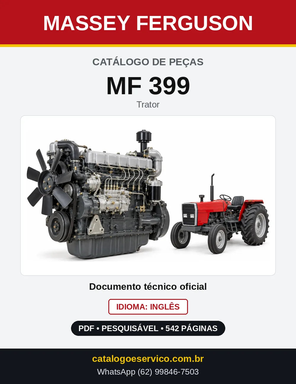Capa do Catálogo de Peças Massey Ferguson MF 399 — Trator