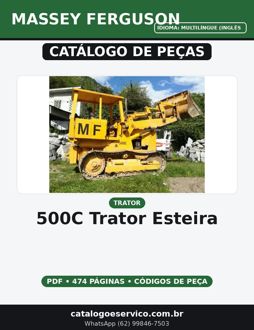 CATALOGO DE PEÇAS MASSEY FERGUSON - 500C - TRATOR ESTEIRA — capa do catálogo de peças