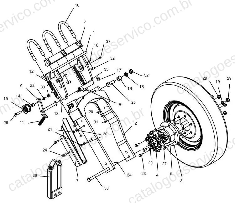Vista explodida do Catálogo de Peças Massey Ferguson MF 508/509 — exemplo 4