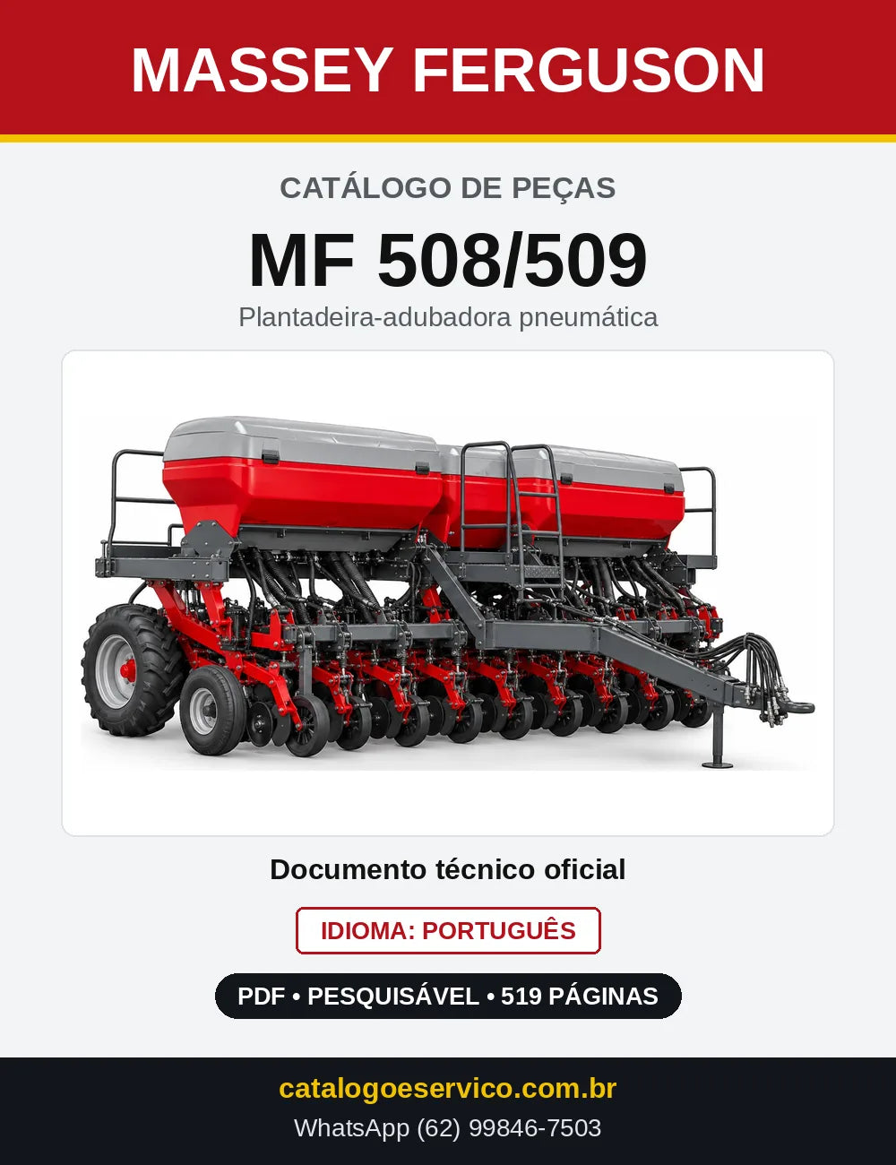 Capa do Catálogo de Peças Massey Ferguson MF 508/509 — Plantadeira-adubadora pneumática