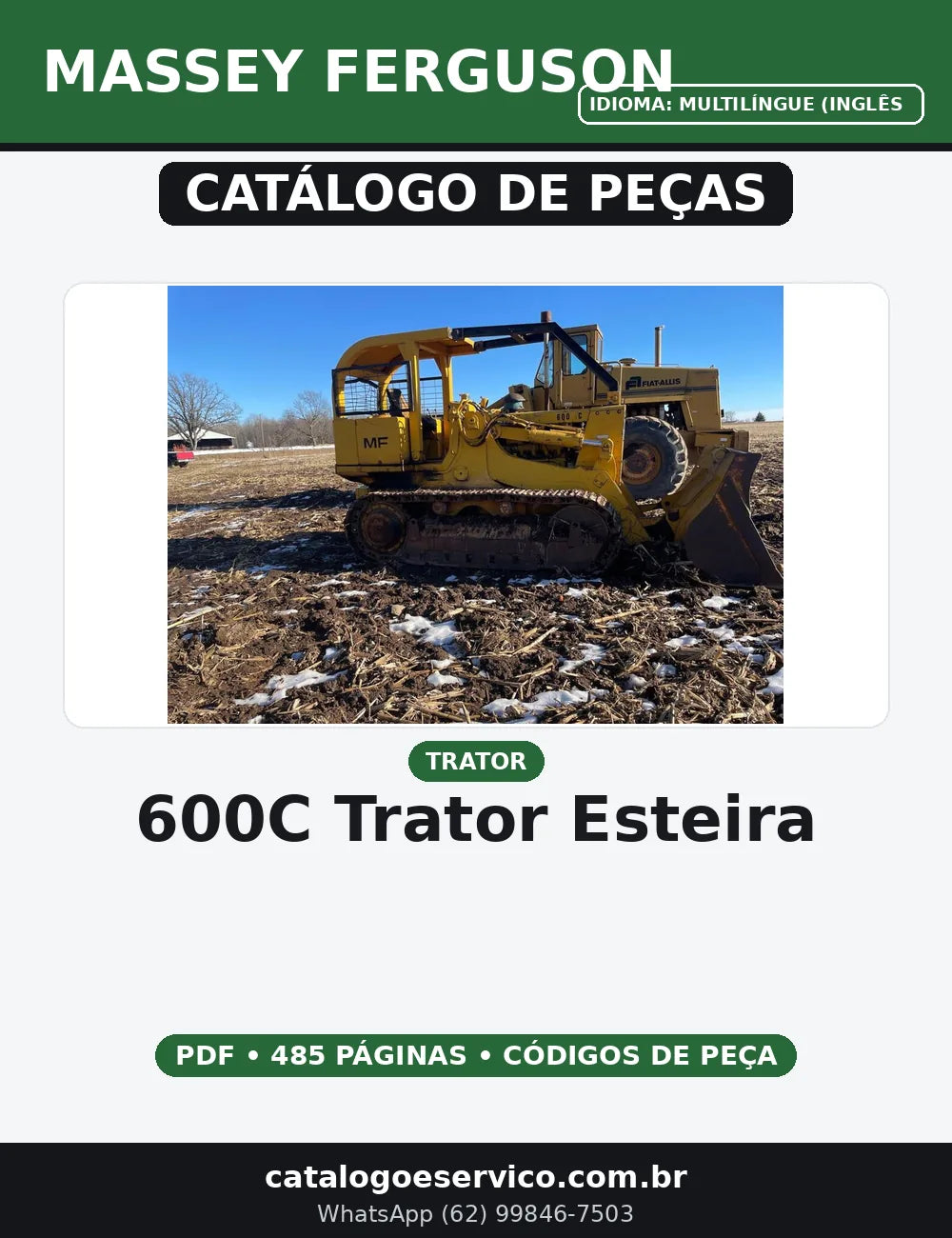 CATALOGO DE PEÇAS MASSEY FERGUSON - 600C - TRATOR ESTEIRA — capa do catálogo de peças