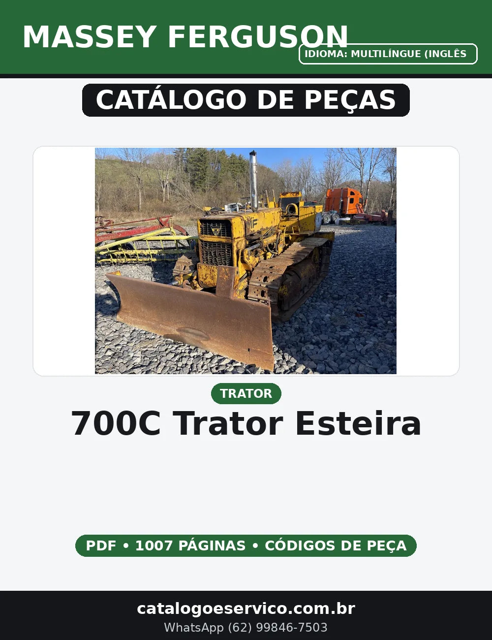 CATALOGO DE PEÇAS MASSEY FERGUSON - 700C - TRATOR ESTEIRA — capa do catálogo de peças