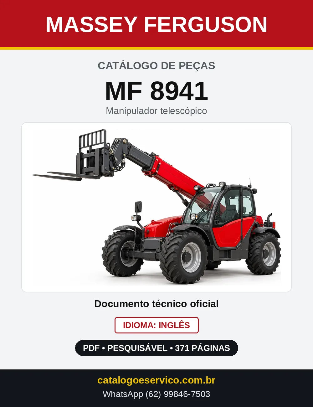 Capa do Catálogo de Peças Massey Ferguson MF 8941 — Manipulador telescópico