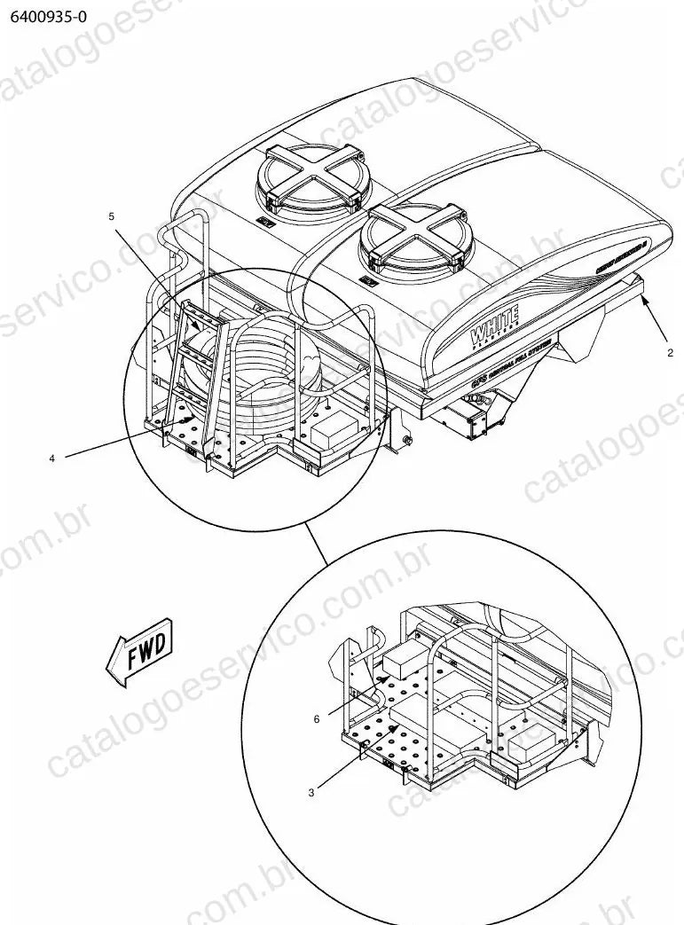 Vista explodida do Catálogo de Peças Massey Ferguson MF 9531 VER 24 linhas — exemplo 1