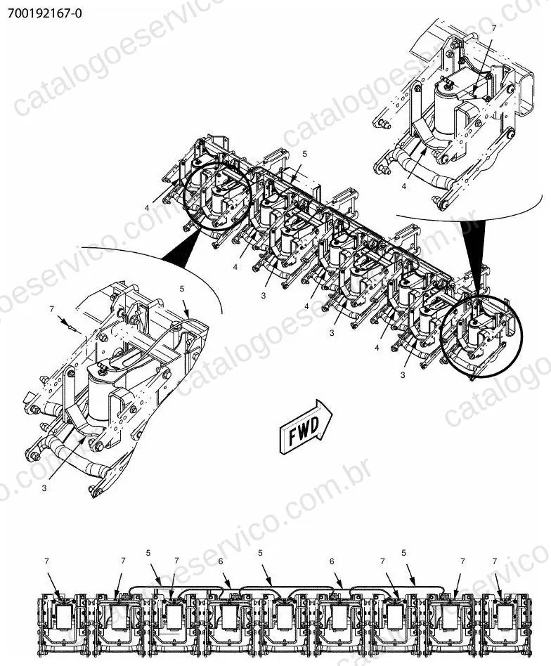 Vista explodida do Catálogo de Peças Massey Ferguson MF 9531 VER 24 linhas — exemplo 3