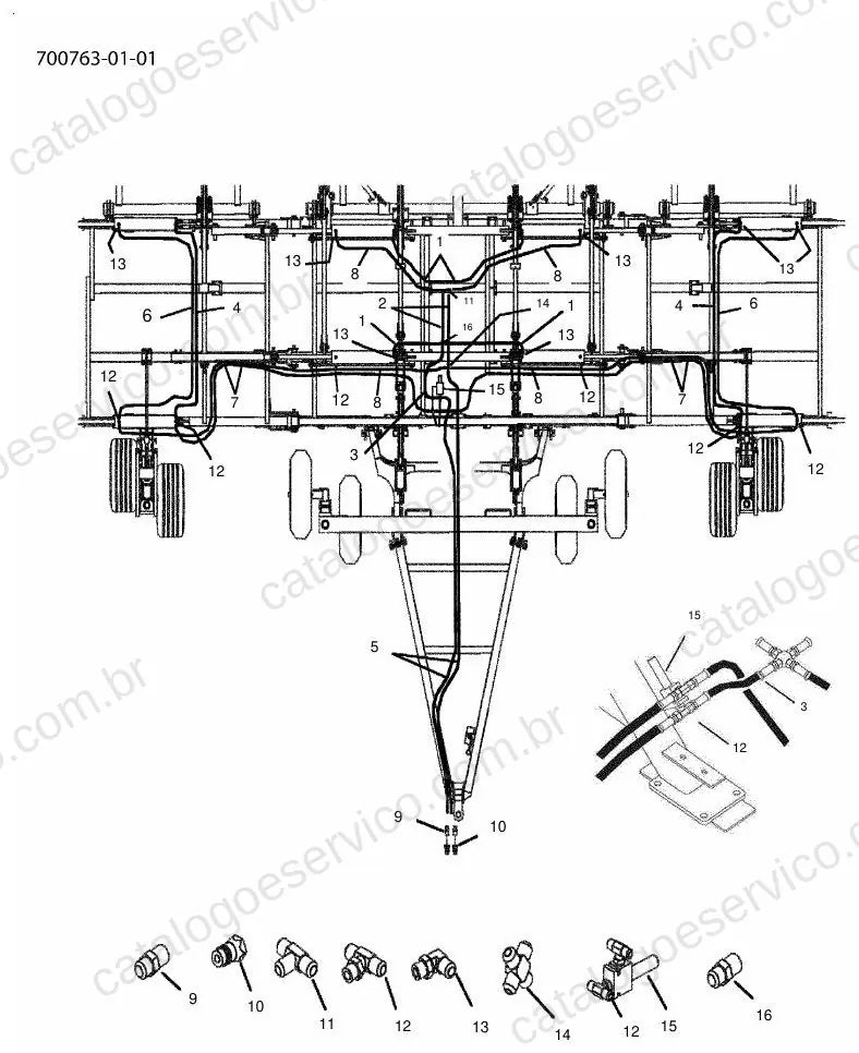 Vista explodida do Catálogo de Peças Massey Ferguson MF 9750-50/9750-60 — exemplo 3