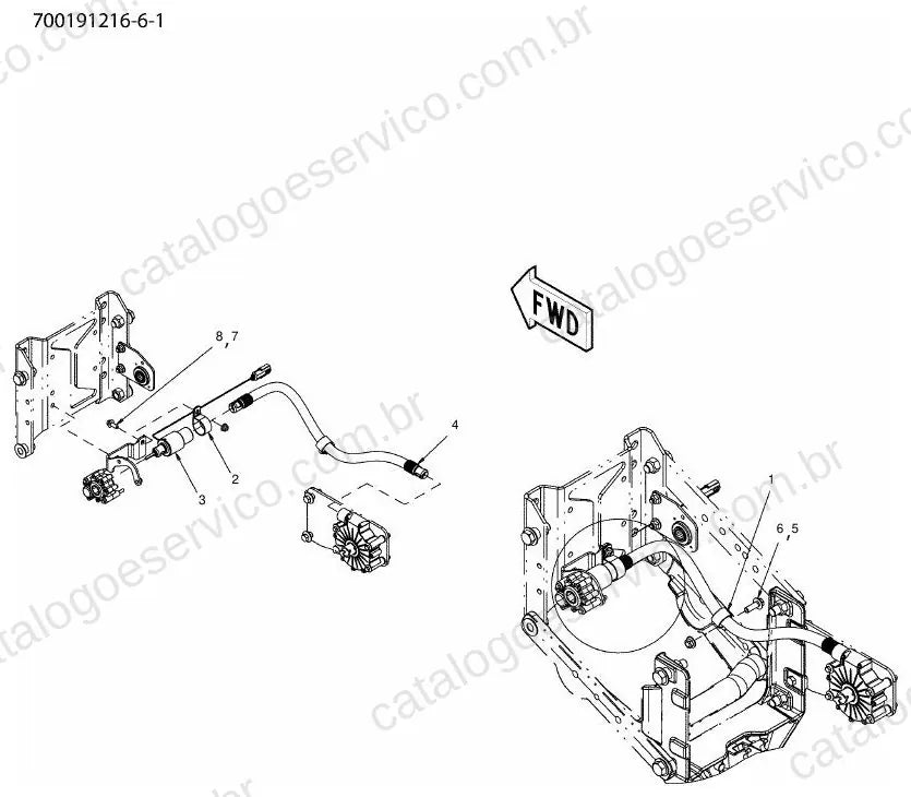 Vista explodida do Catálogo de Peças Massey Ferguson MF 9812 — exemplo 1