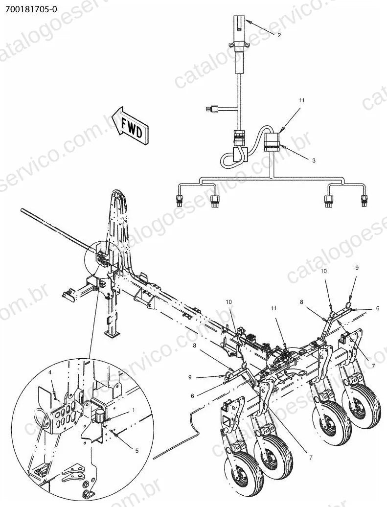 Vista explodida do Catálogo de Peças Massey Ferguson MF 9812 — exemplo 3