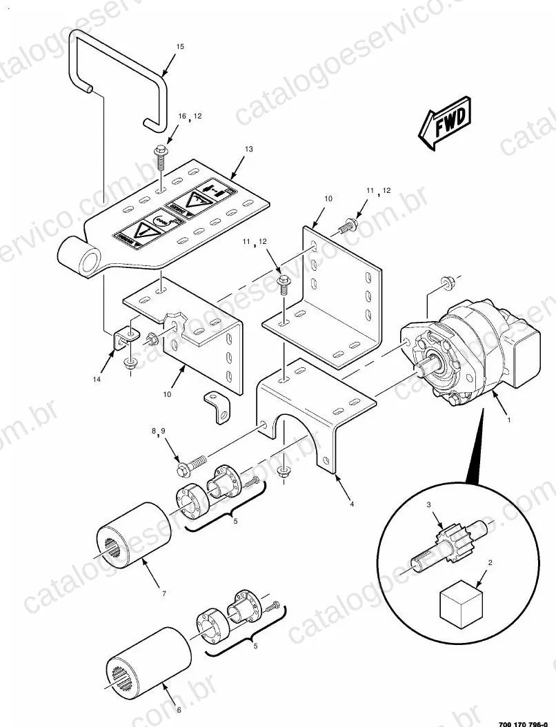 Vista explodida do Catálogo de Peças Massey Ferguson MF 9816/9824 — exemplo 1