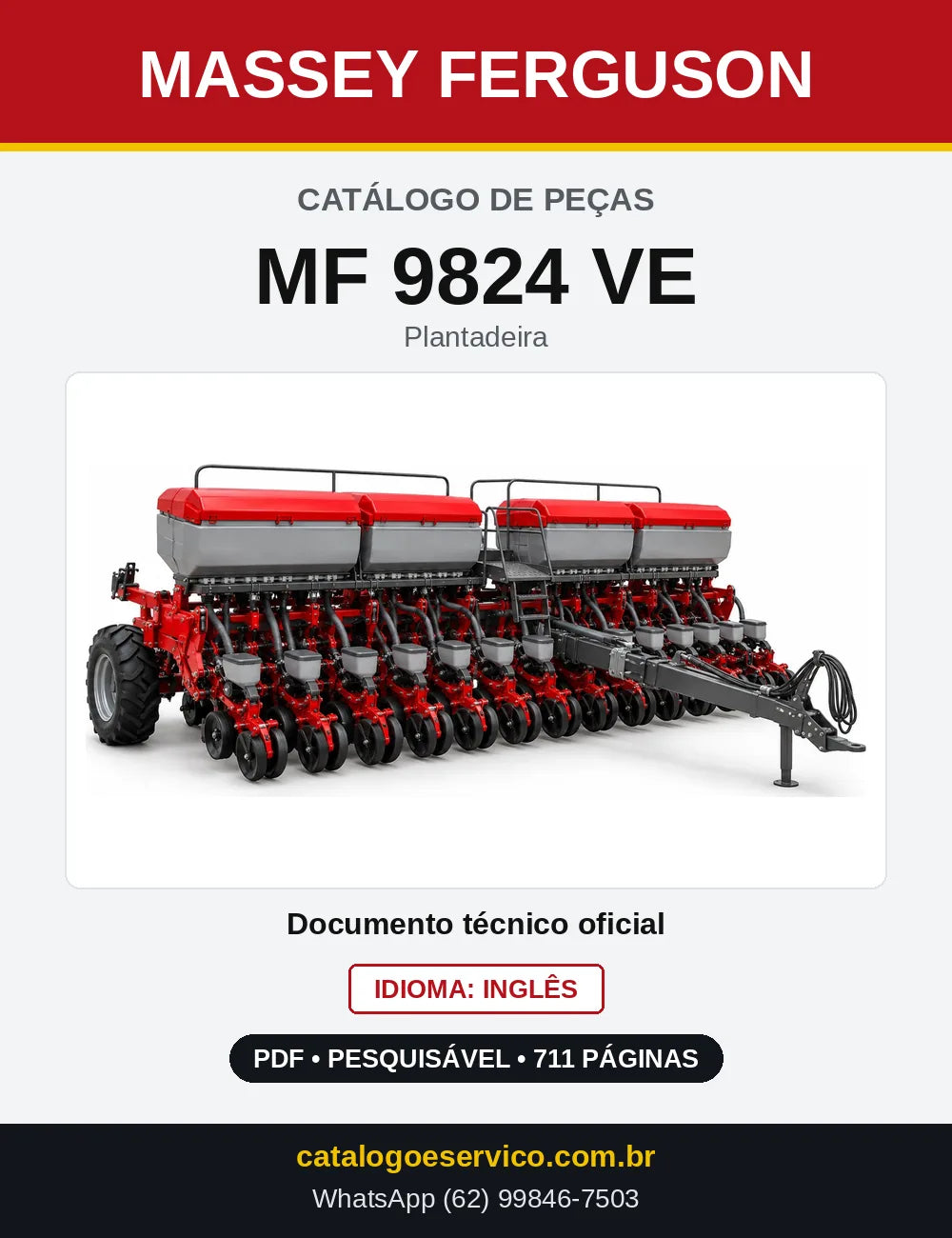Capa do Catálogo de Peças Massey Ferguson MF 9824 VE — Plantadeira