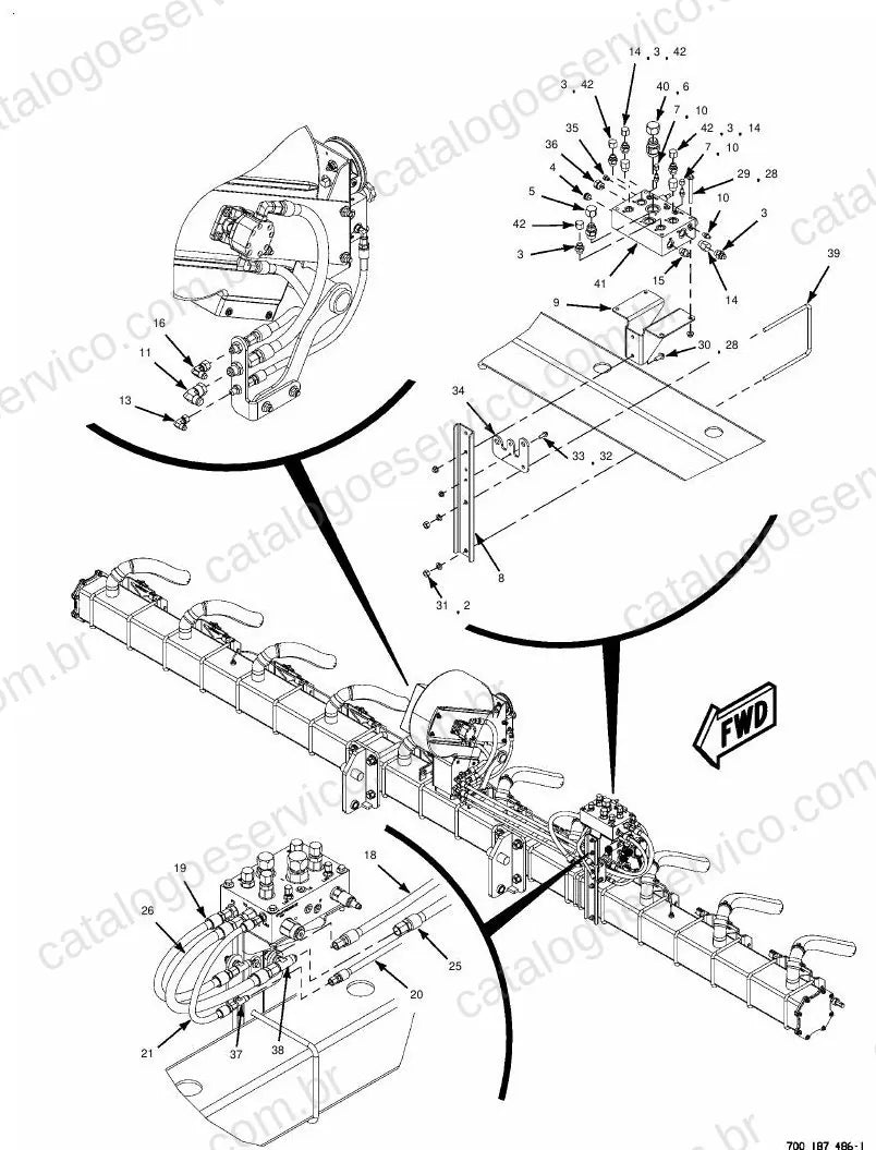 Vista explodida do Catálogo de Peças Massey Ferguson MF 9936 — exemplo 2
