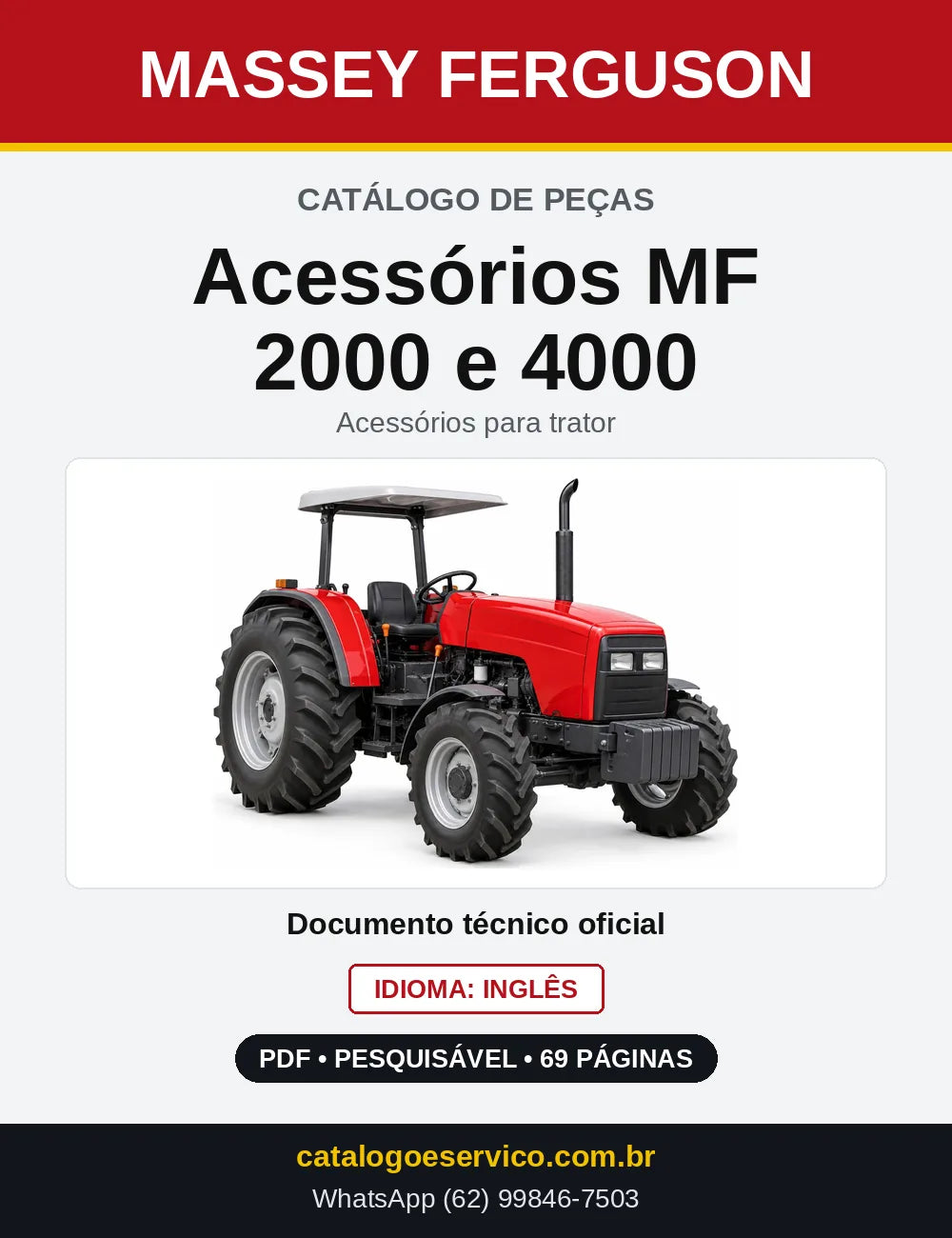 Capa do Catálogo de Peças Massey Ferguson Acessórios MF 2000 e 4000 — Acessórios para trator