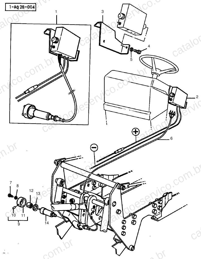 Vista explodida do Catálogo de Peças Massey Ferguson Acessórios MF 3000, 3100 e 3600 — exemplo 1