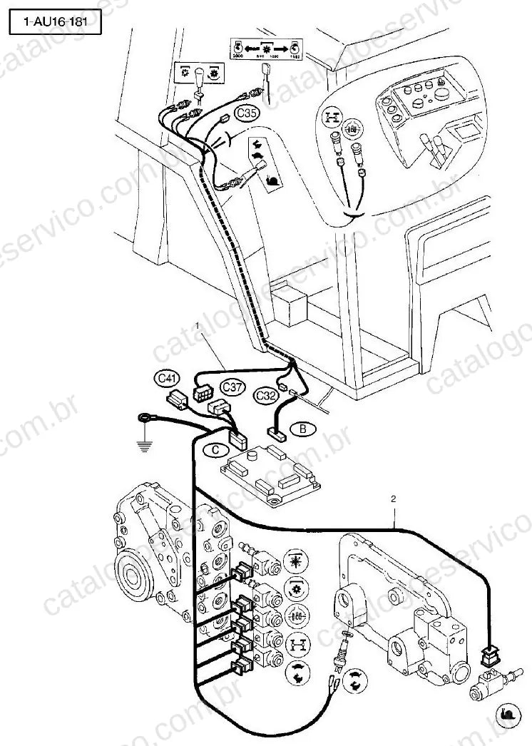 Vista explodida do Catálogo de Peças Massey Ferguson Acessórios MF 3000, 3100 e 3600 — exemplo 2