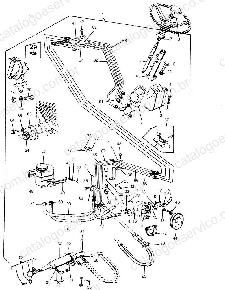 Vista explodida do Catálogo de Peças Massey Ferguson Acessórios MF Séries 100 e 200 — exemplo 1