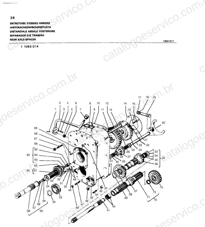 Vista explodida do Catálogo de Peças Massey Ferguson Acessórios MF Séries 100 e 200 — exemplo 2
