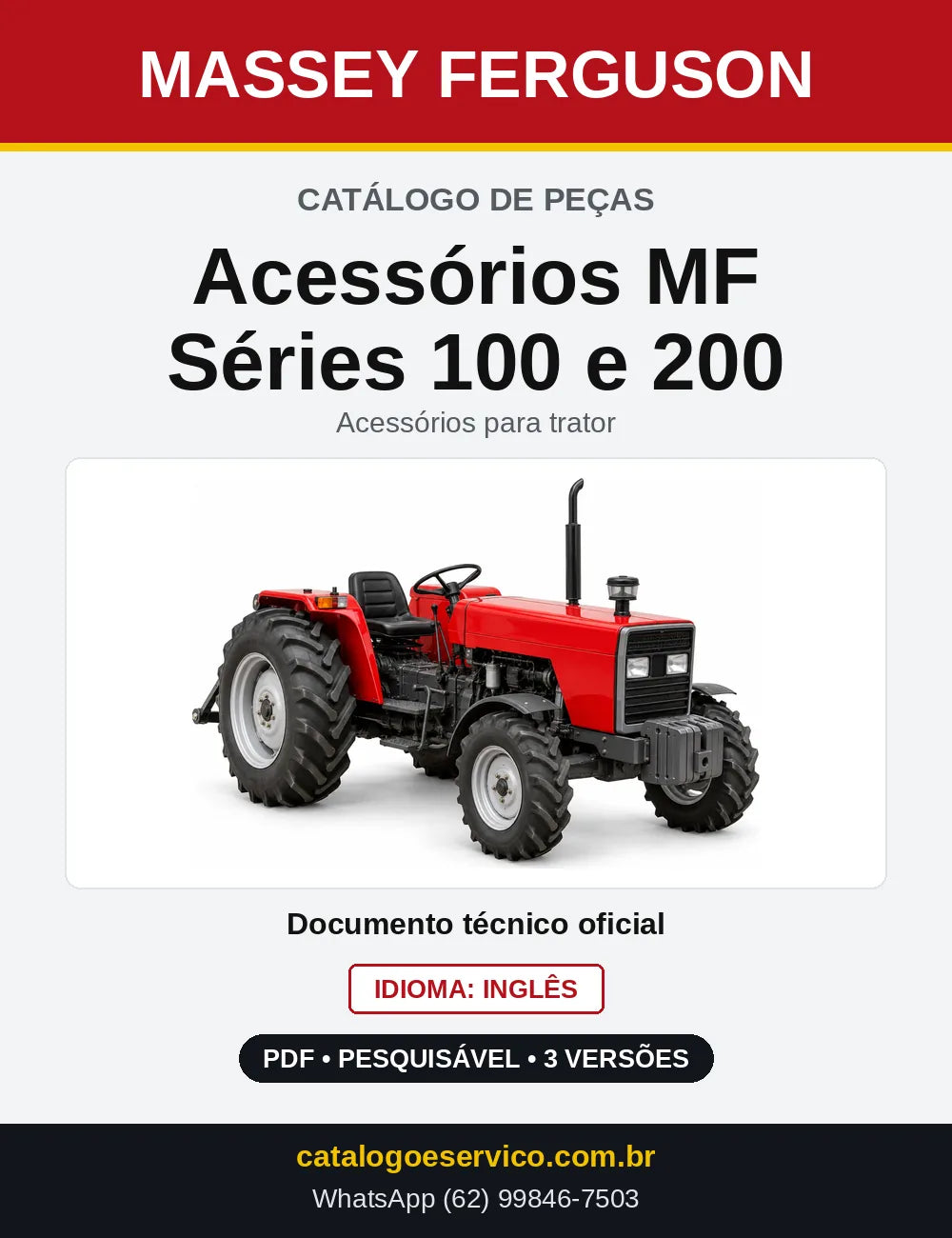 Capa do Catálogo de Peças Massey Ferguson Acessórios MF Séries 100 e 200 — Acessórios para trator