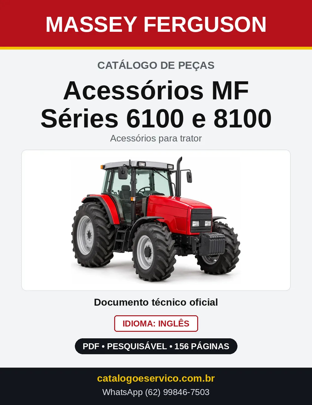 Capa do Catálogo de Peças Massey Ferguson Acessórios MF Séries 6100 e 8100 — Acessórios para trator