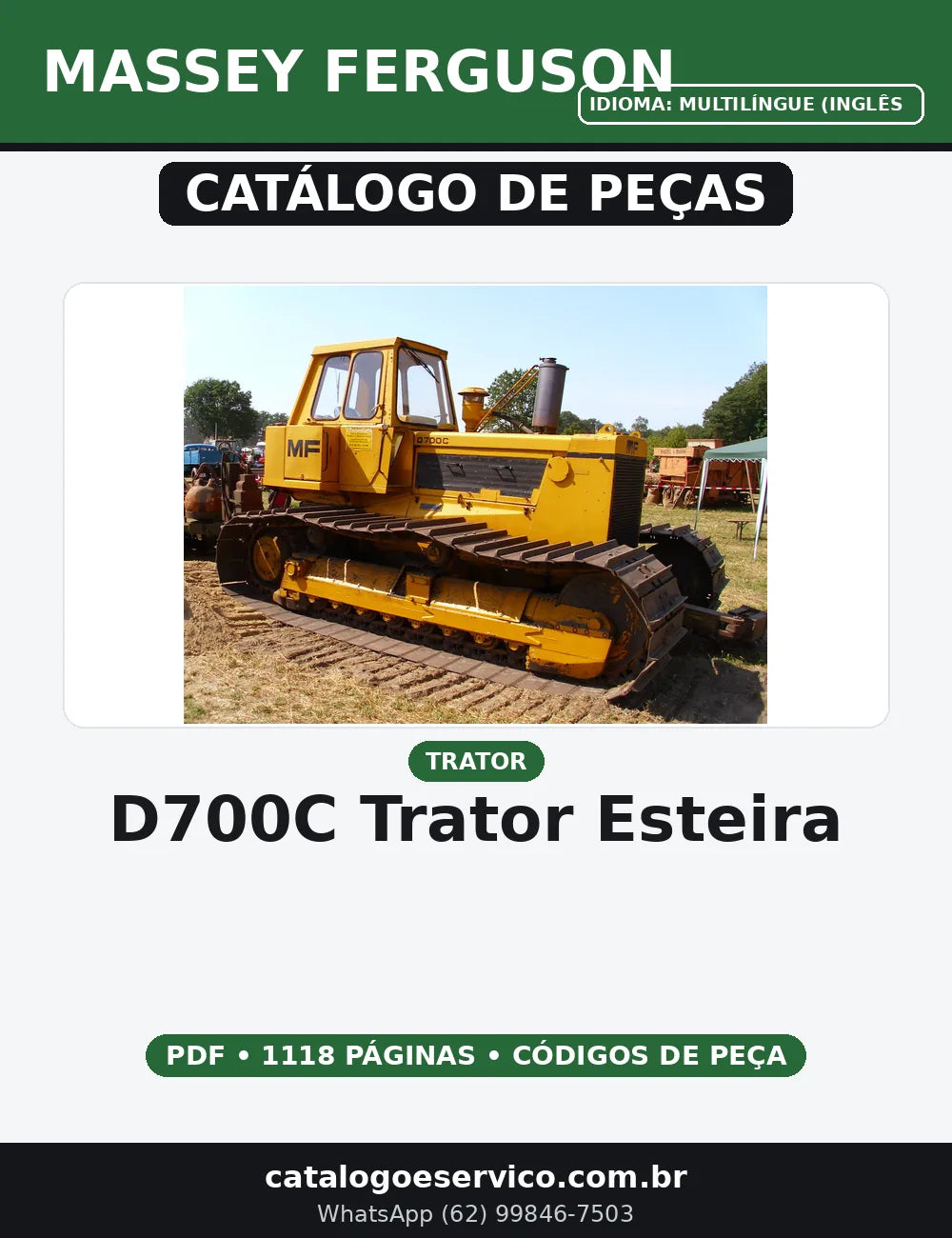 CATALOGO DE PEÇAS MASSEY FERGUSON - D700C - TRATOR ESTEIRA — capa do catálogo de peças