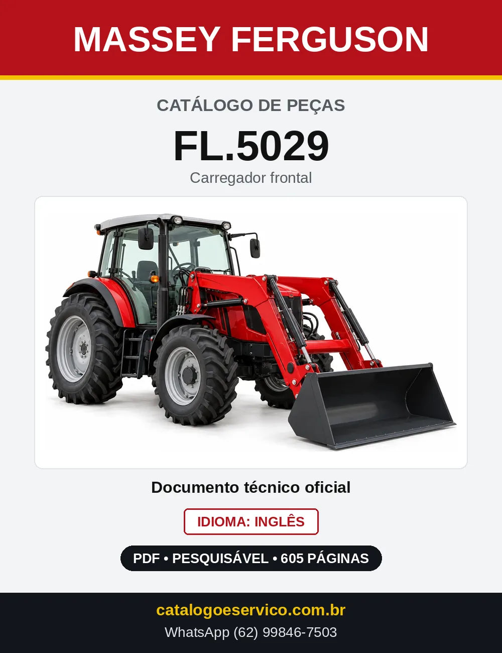 Capa do Catálogo de Peças Massey Ferguson FL.5029 — Carregador frontal