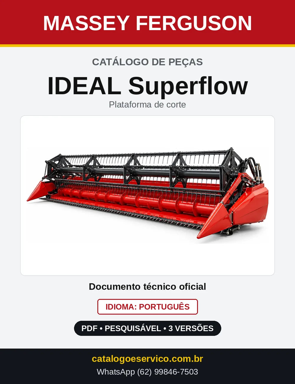 Capa do Catálogo de Peças Massey Ferguson IDEAL Superflow — Plataforma de corte