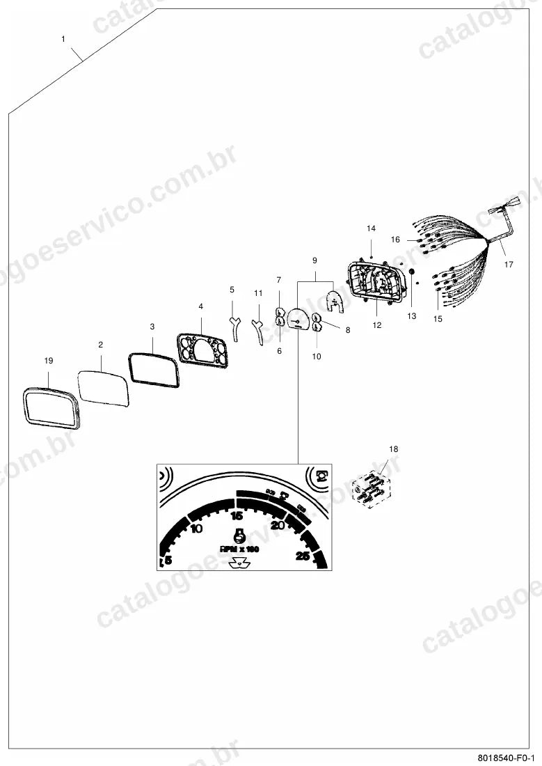 Vista explodida do catálogo de peças Massey Ferguson MF 2605 — figura 3