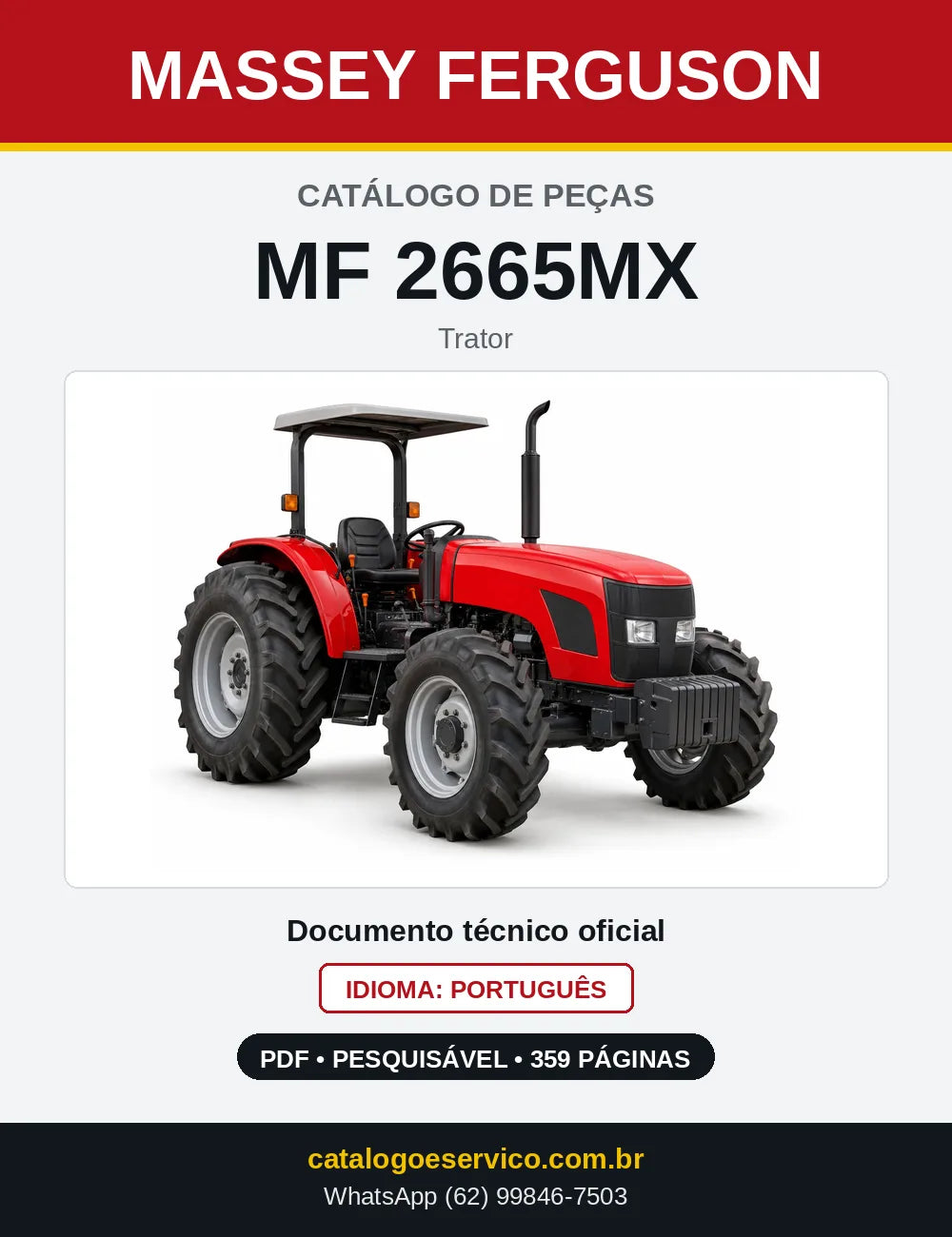 Capa do catálogo de peças Massey Ferguson MF 2665MX em PDF