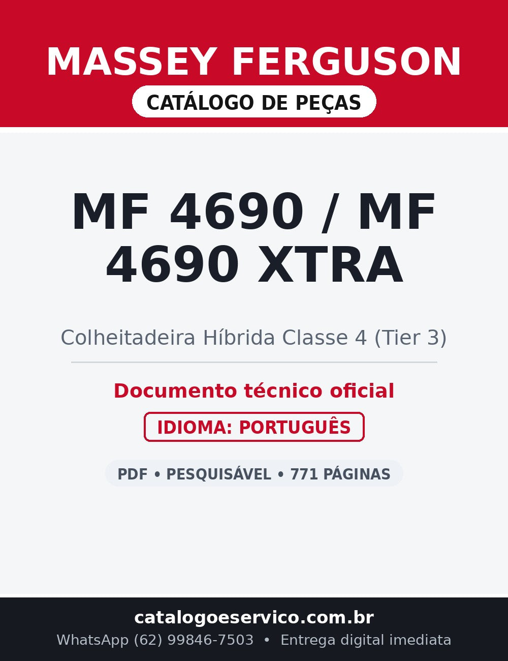 Catálogo de Peças Massey Ferguson MF 4690 / 4690 XTRA — Colheitadeira