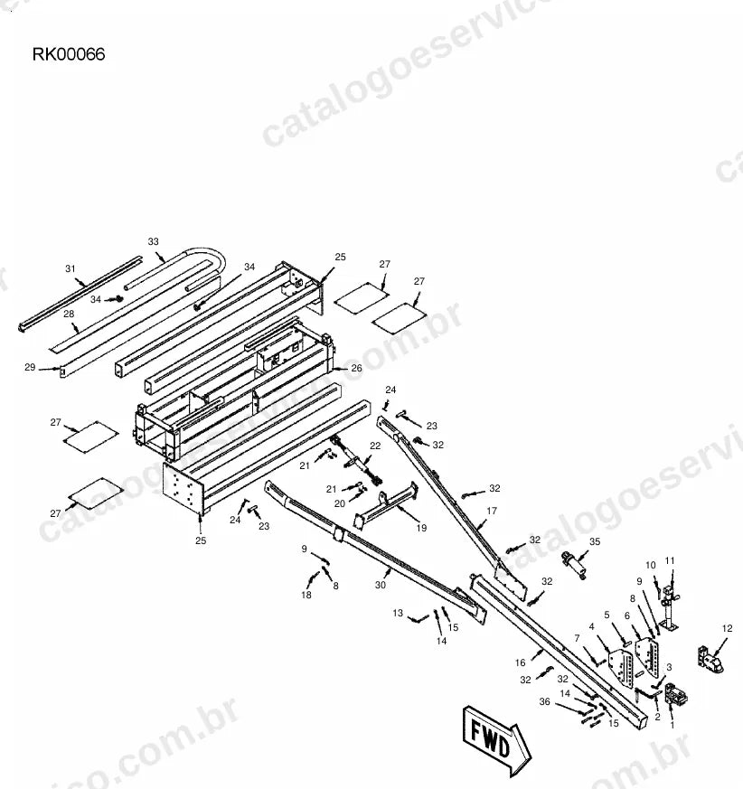Vista explodida do catálogo de peças Massey Ferguson MF 5130 — figura 1
