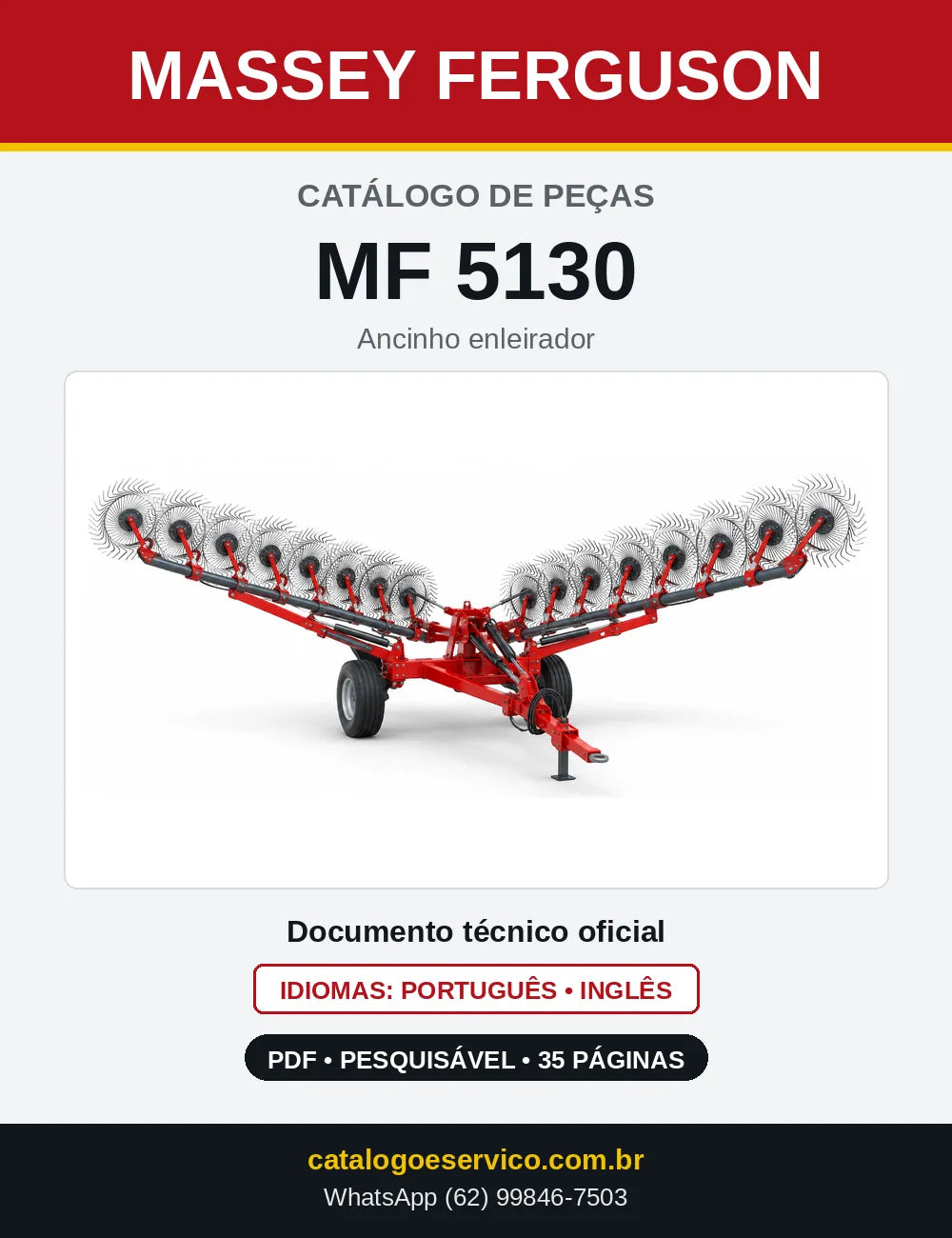 Capa do catálogo de peças Massey Ferguson MF 5130 em PDF