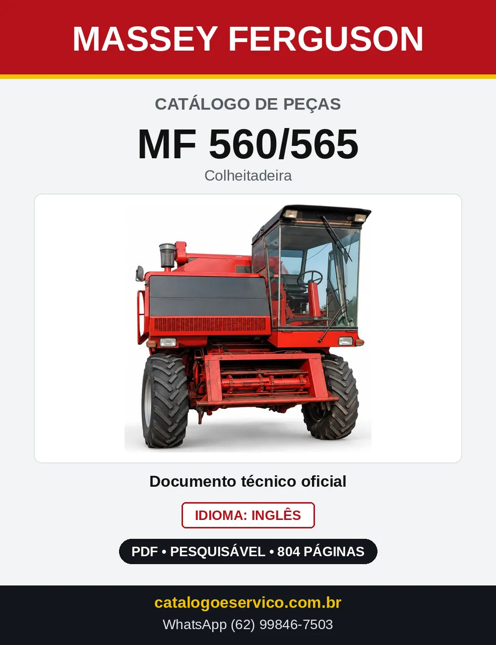 Capa do Catálogo de Peças Massey Ferguson MF 560/565 — Colheitadeira