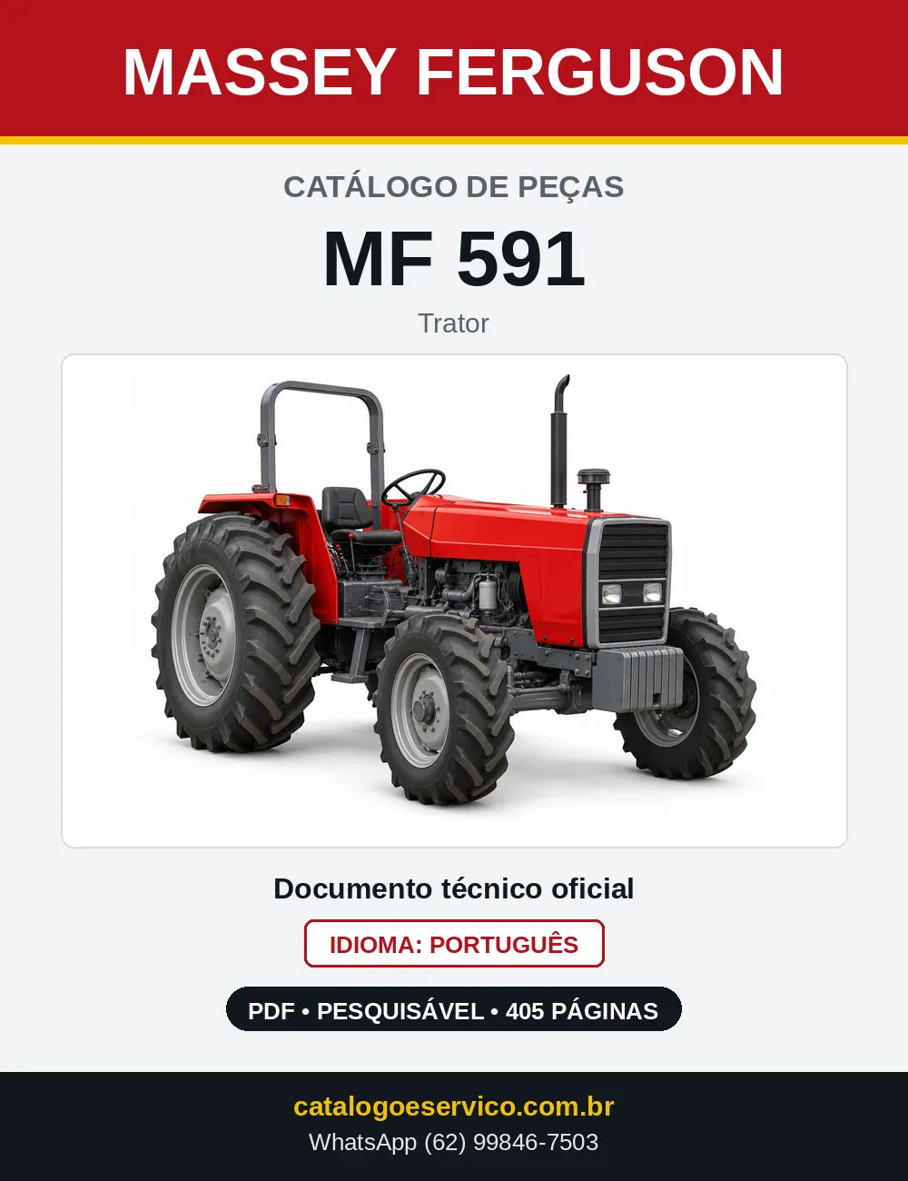 Capa do catálogo de peças Massey Ferguson MF 591 em PDF