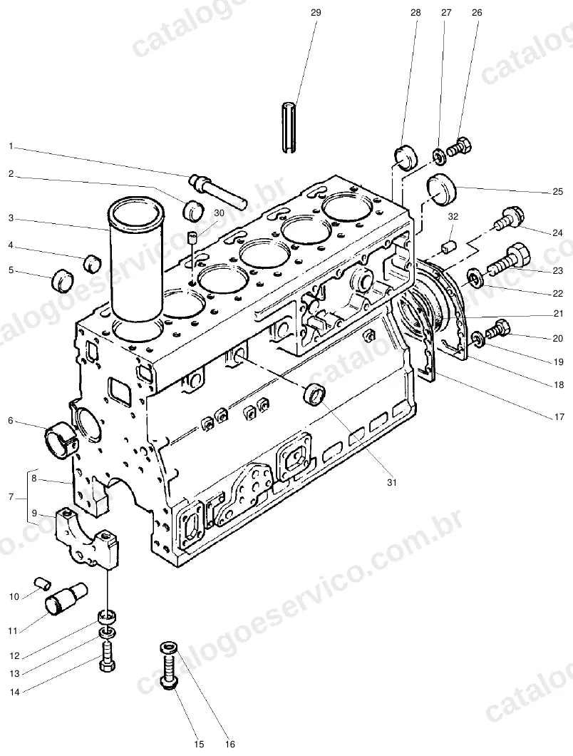 Vista explodida do catálogo de peças Massey Ferguson MF 630 — figura 1