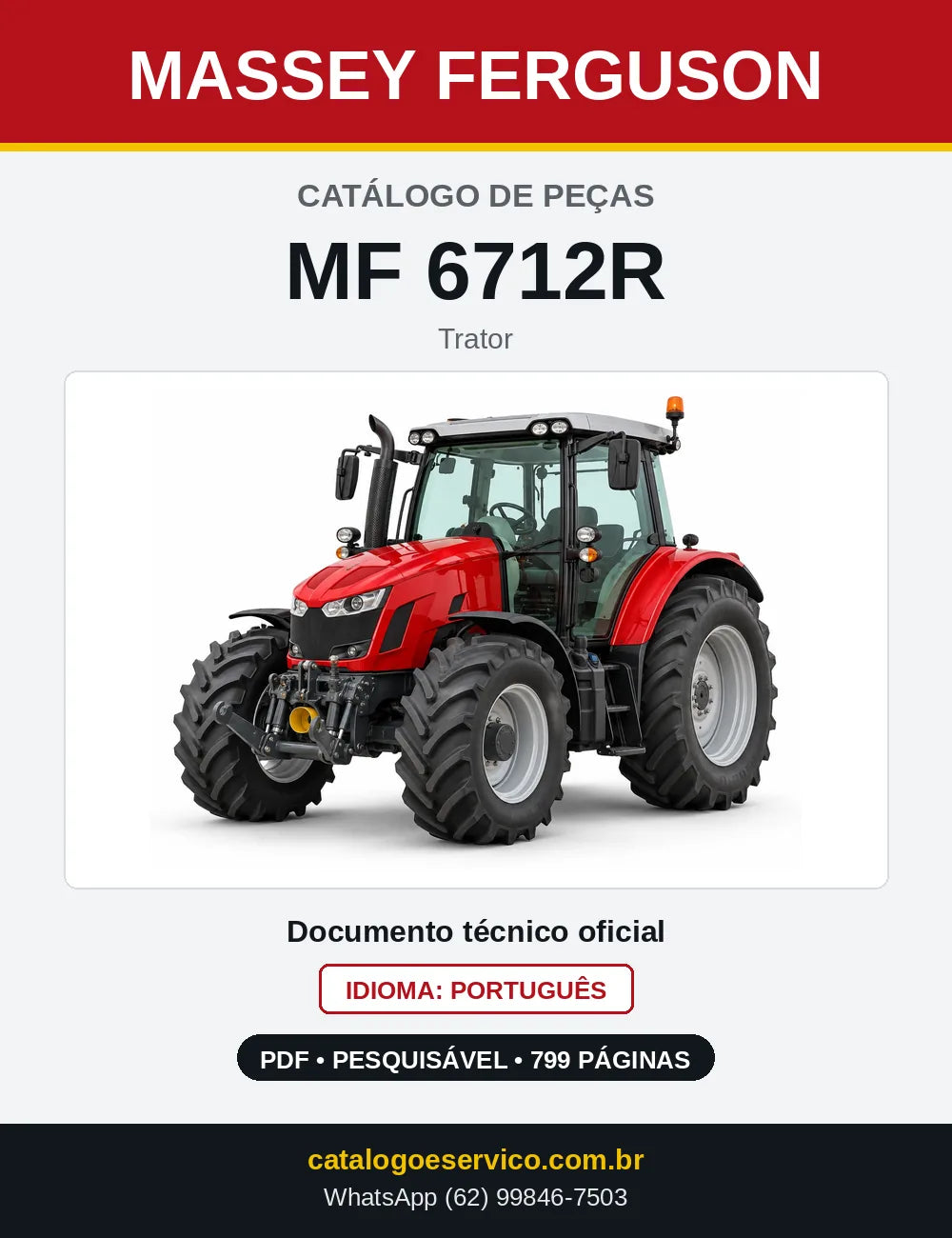 Capa do catálogo de peças Massey Ferguson MF 6712R em PDF