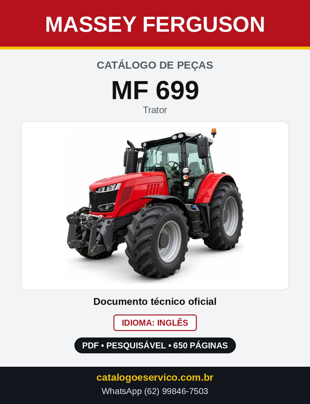 Capa do Catálogo de Peças Massey Ferguson MF 699 — Trator