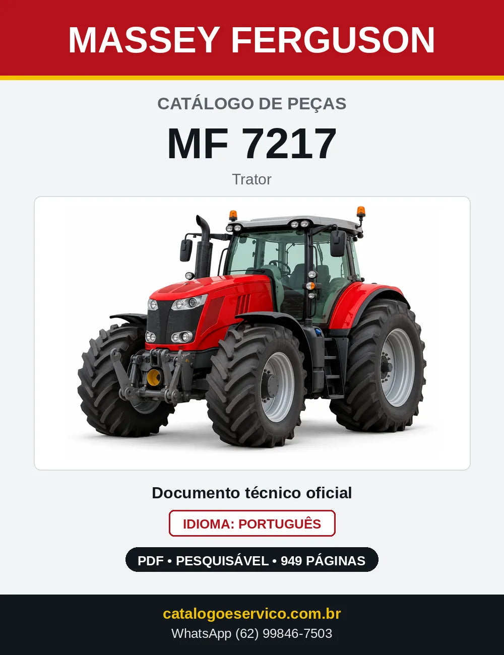 Capa do catálogo de peças Massey Ferguson MF 7217 em PDF