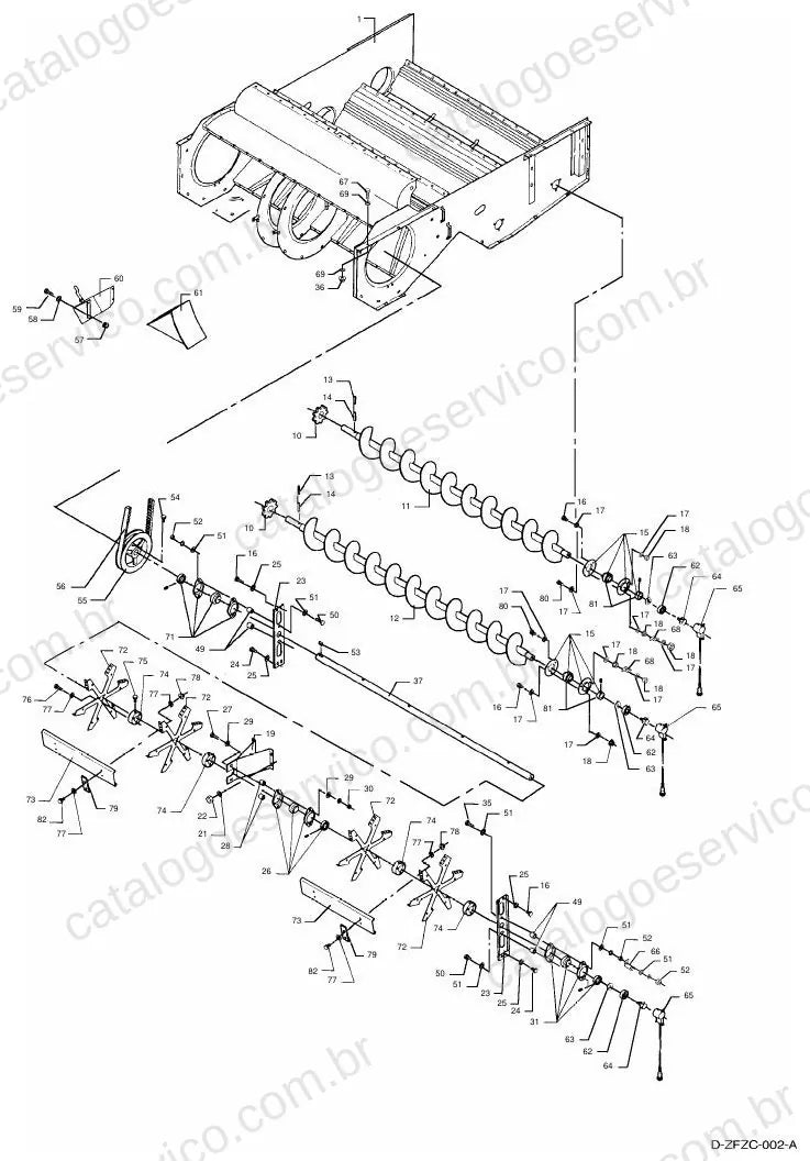 Vista explodida do Catálogo de Peças Massey Ferguson MF 7254/7256 — exemplo 1
