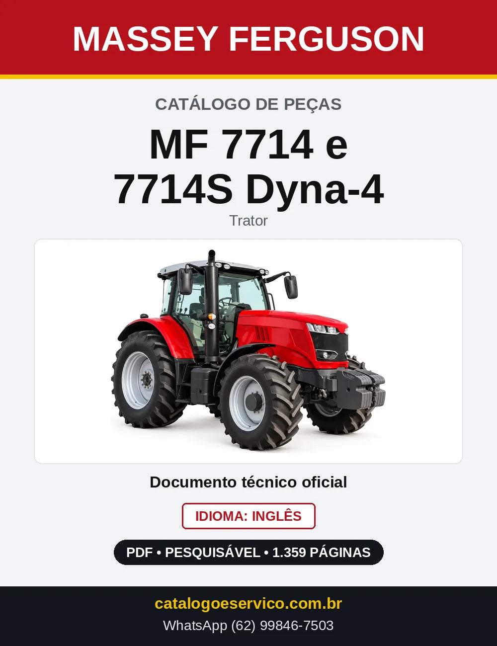 Capa do Catálogo de Peças Massey Ferguson MF 7714 e 7714S Dyna-4 — Trator