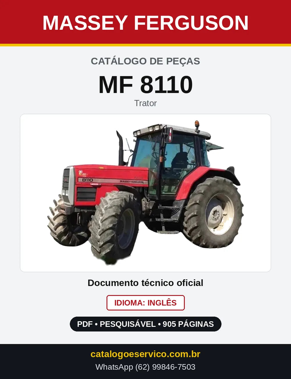 Capa do Catálogo de Peças Massey Ferguson MF 8110 — Trator