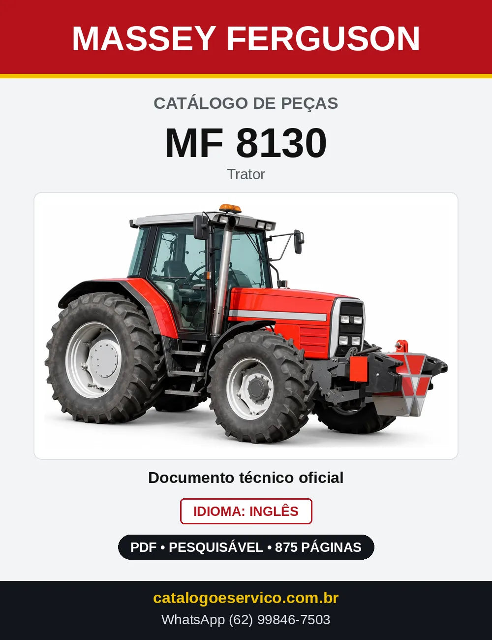 Capa do Catálogo de Peças Massey Ferguson MF 8130 — Trator