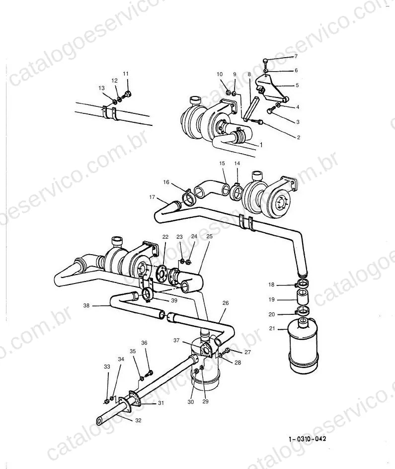Vista explodida do Catálogo de Peças Massey Ferguson MF 820/825 — exemplo 1