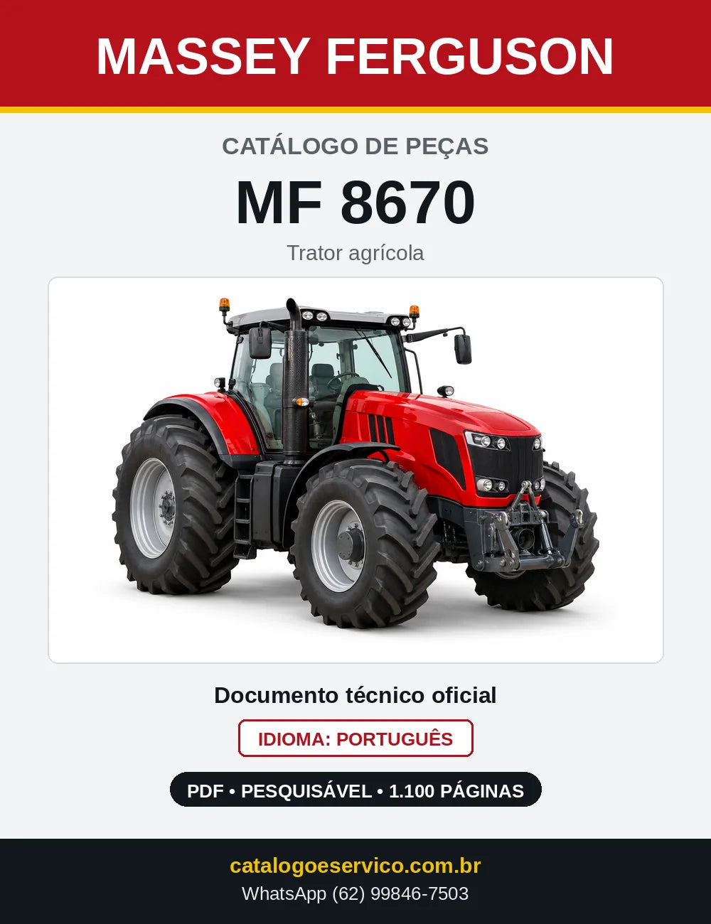 Capa do catálogo de peças Massey Ferguson MF 8670 em PDF