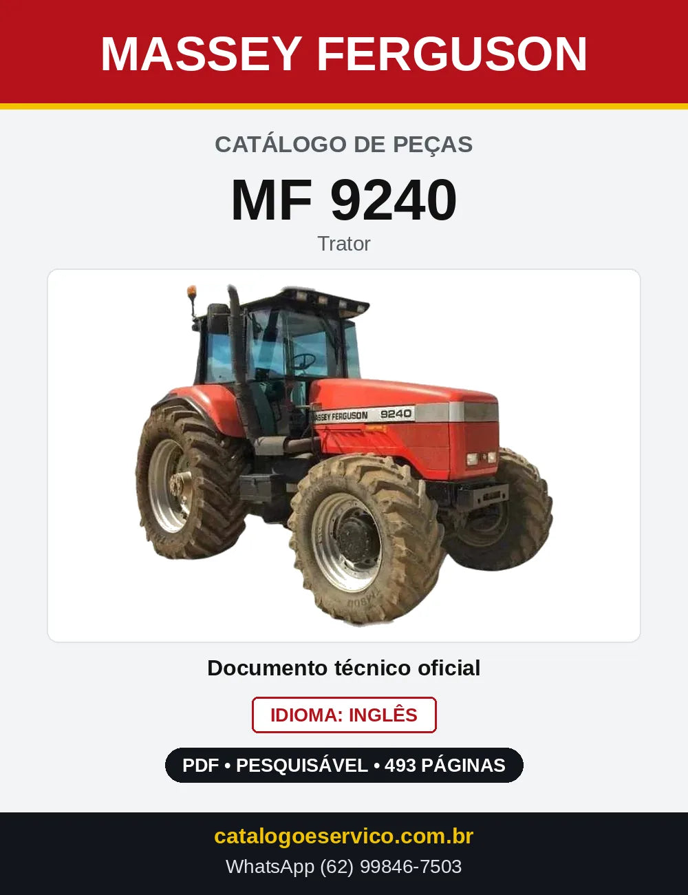Capa do Catálogo de Peças Massey Ferguson MF 9240 — Trator