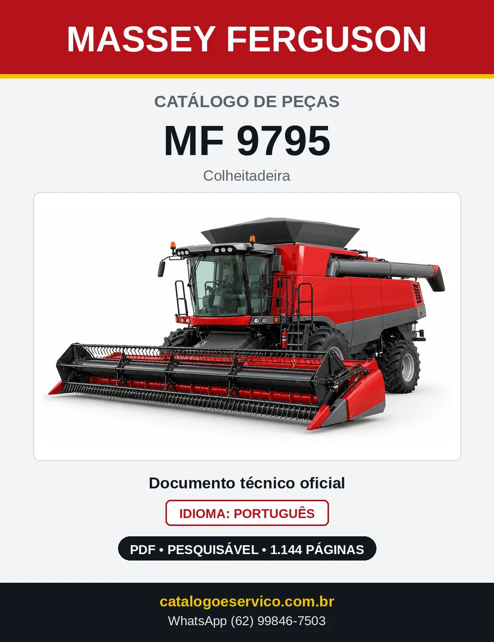 Capa do catálogo de peças Massey Ferguson MF 9795 em PDF