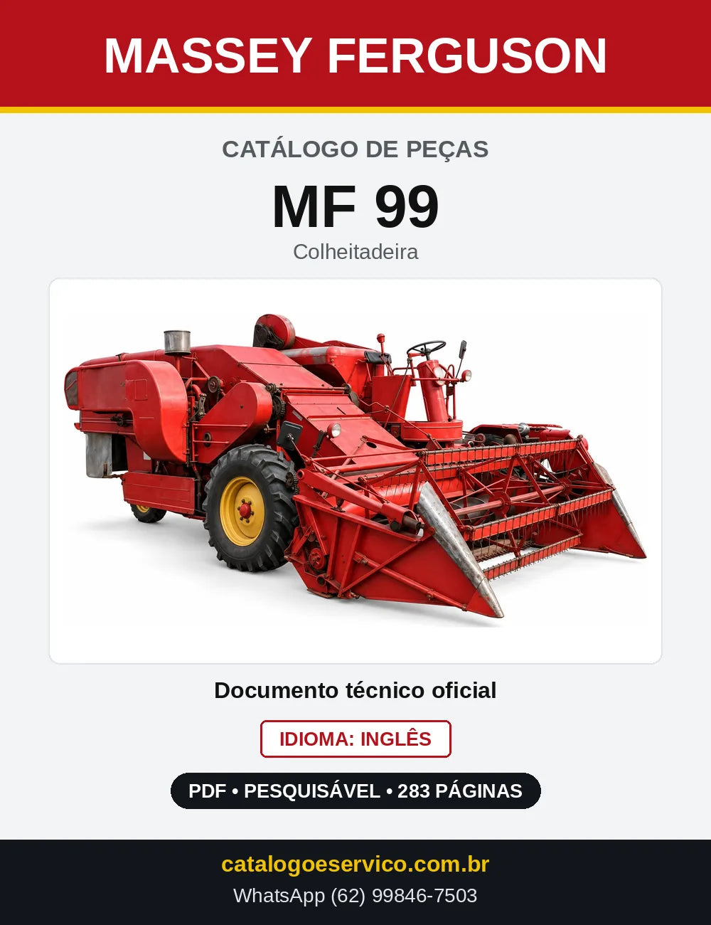 Capa do Catálogo de Peças Massey Ferguson MF 99 — Colheitadeira
