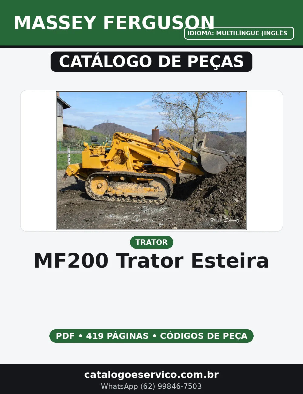 CATALOGO DE PEÇAS MASSEY FERGUSON - MF200 - TRATOR ESTEIRA — capa do catálogo de peças