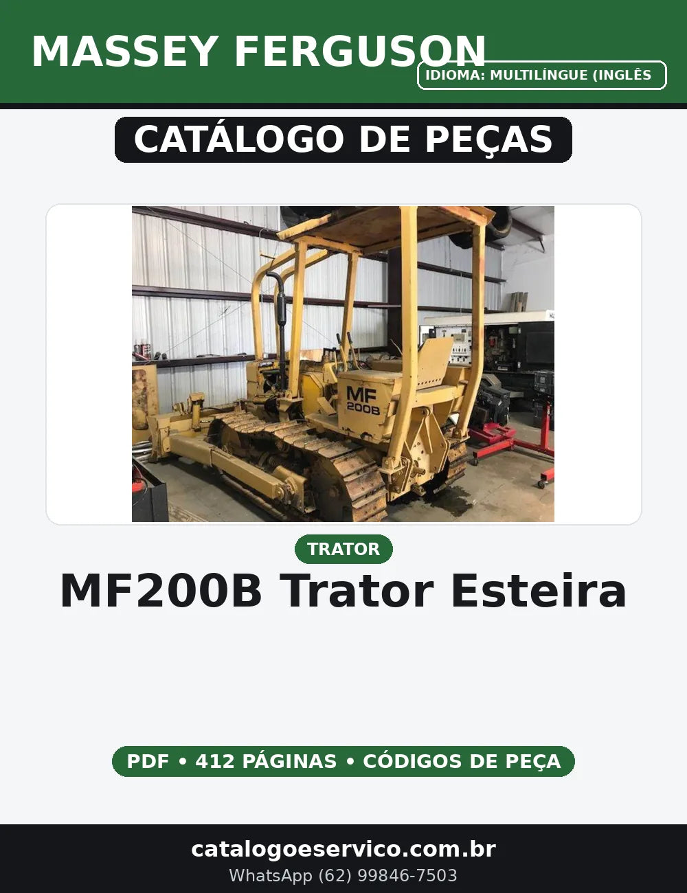 CATALOGO DE PEÇAS MASSEY FERGUSON - MF200B - TRATOR ESTEIRA — capa do catálogo de peças