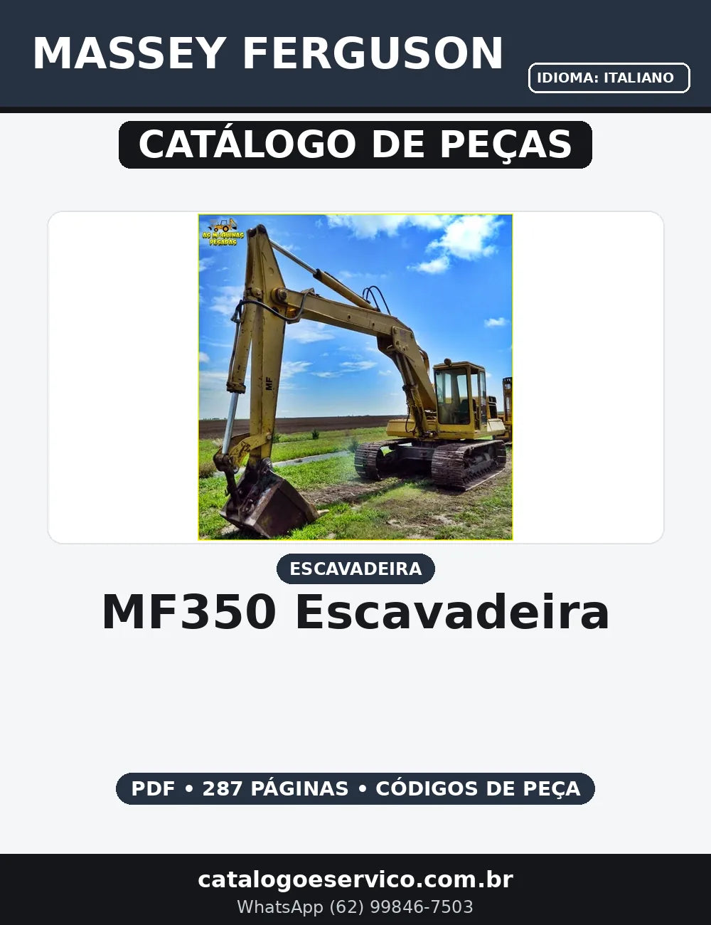 CATALOGO DE PEÇAS MASSEY FERGUSON - MF350 - ESCAVADEIRA — capa do catálogo de peças
