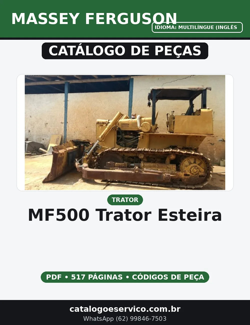 CATALOGO DE PEÇAS MASSEY FERGUSON - MF500 - TRATOR ESTEIRA — capa do catálogo de peças